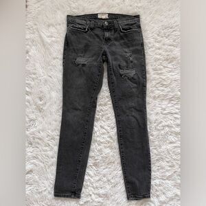 Current / Elliott Skinny Jeans Charcoal Grey Distressed stretch size 27